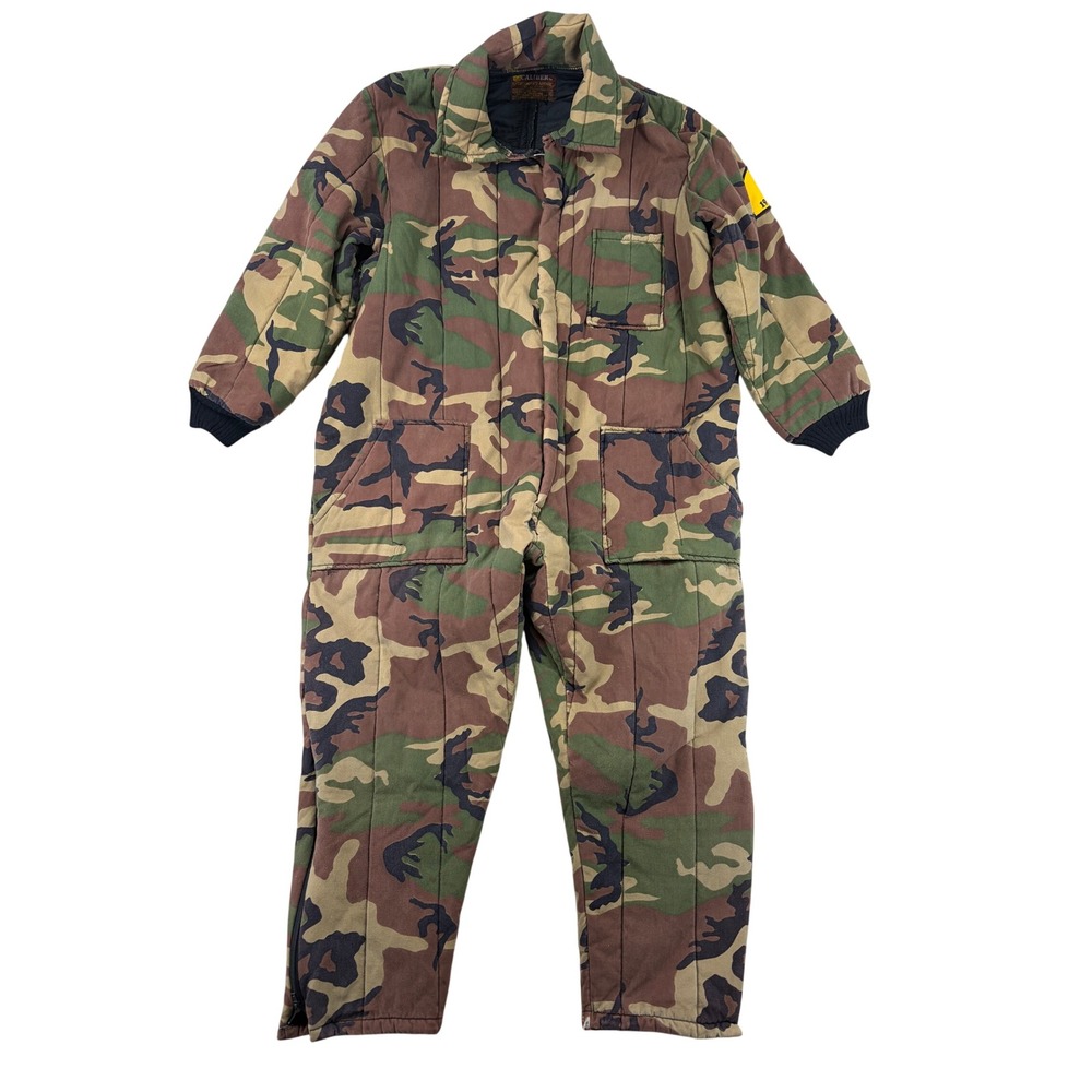 VTG 1980's Camo overals caliber brand 100% cotton shell, gorpcore grunge outdoor